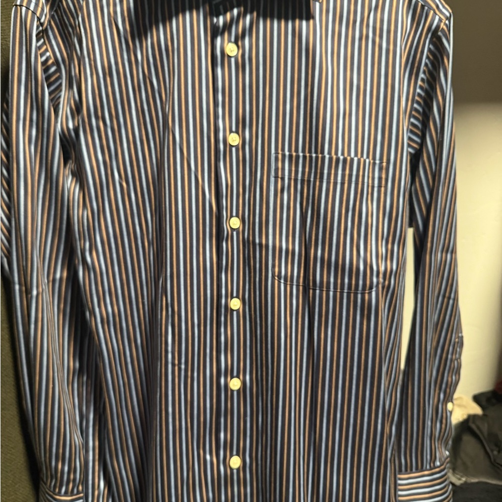 Men's Striped Blue Dress Shirt - Small